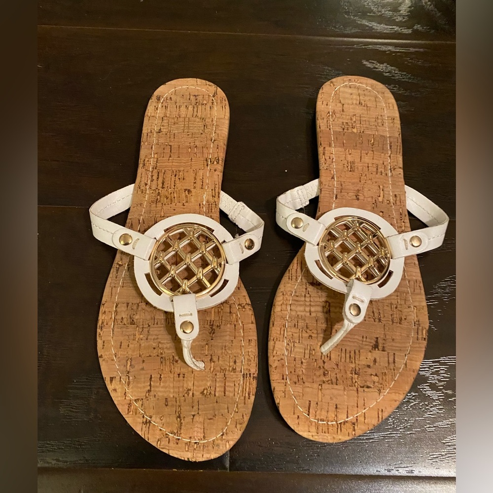White and gold sandals size 9